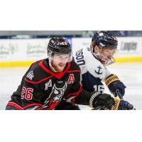 Adirondack Thunder's Colin Felix and Norfolk Admirals' Keaton Jameson on game night